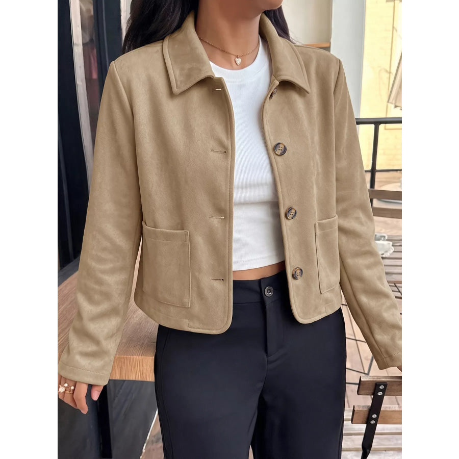 Collared Neck Button Up Jacket Apparel and Accessories