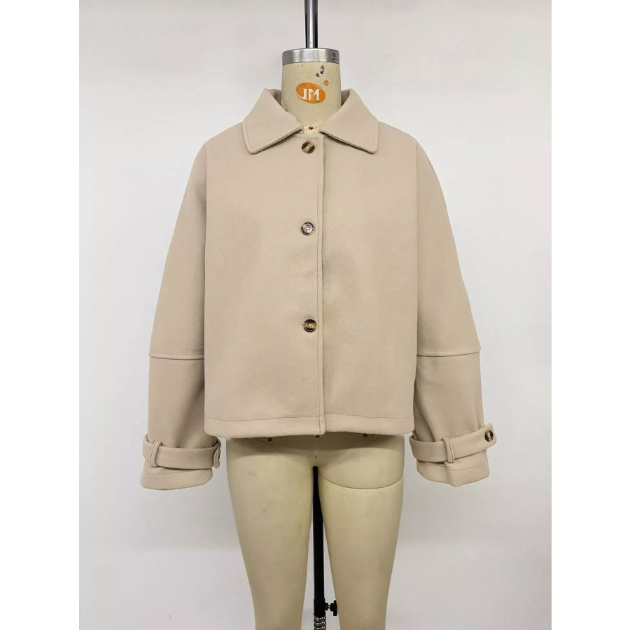 Collared Neck Button Up Jacket Apparel and Accessories