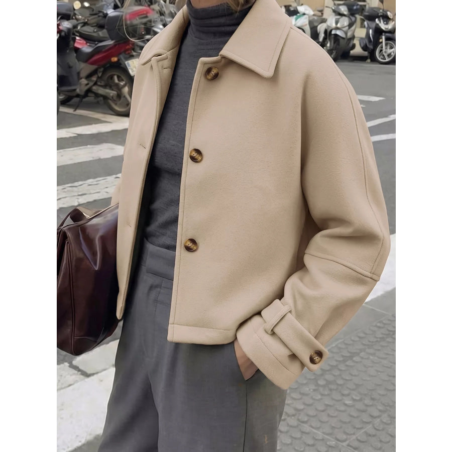 Collared Neck Button Up Jacket Apparel and Accessories