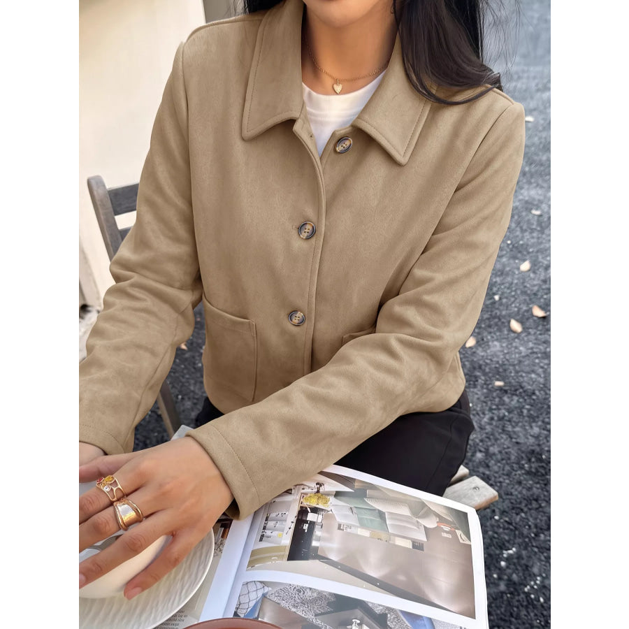 Collared Neck Button Up Jacket Apparel and Accessories