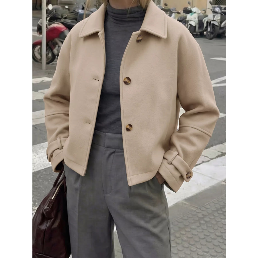 Collared Neck Button Up Jacket Apparel and Accessories