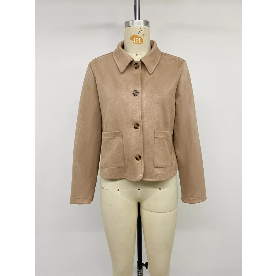 Collared Neck Button Up Jacket Apparel and Accessories