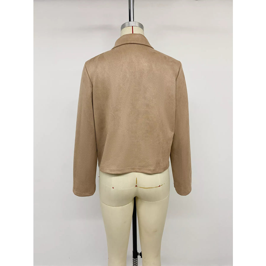 Collared Neck Button Up Jacket Apparel and Accessories