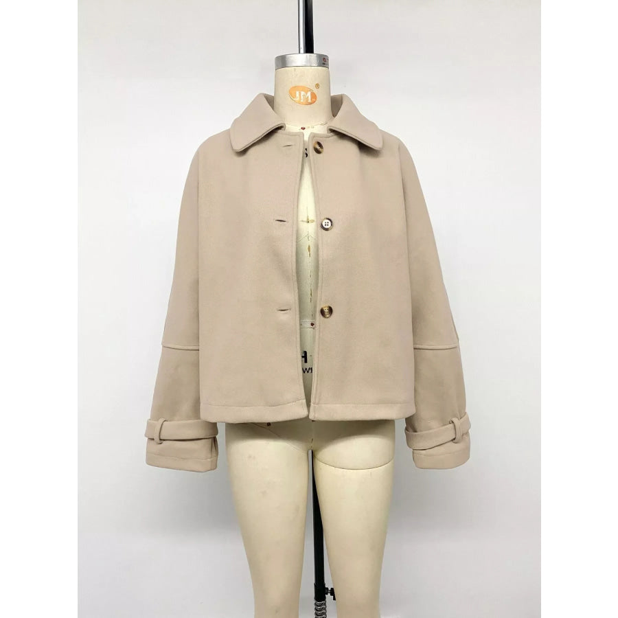 Collared Neck Button Up Jacket Apparel and Accessories
