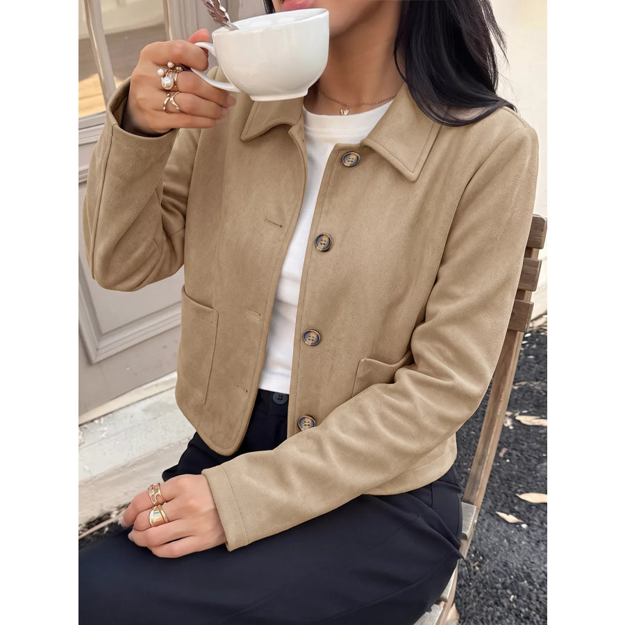 Collared Neck Button Up Jacket Apparel and Accessories