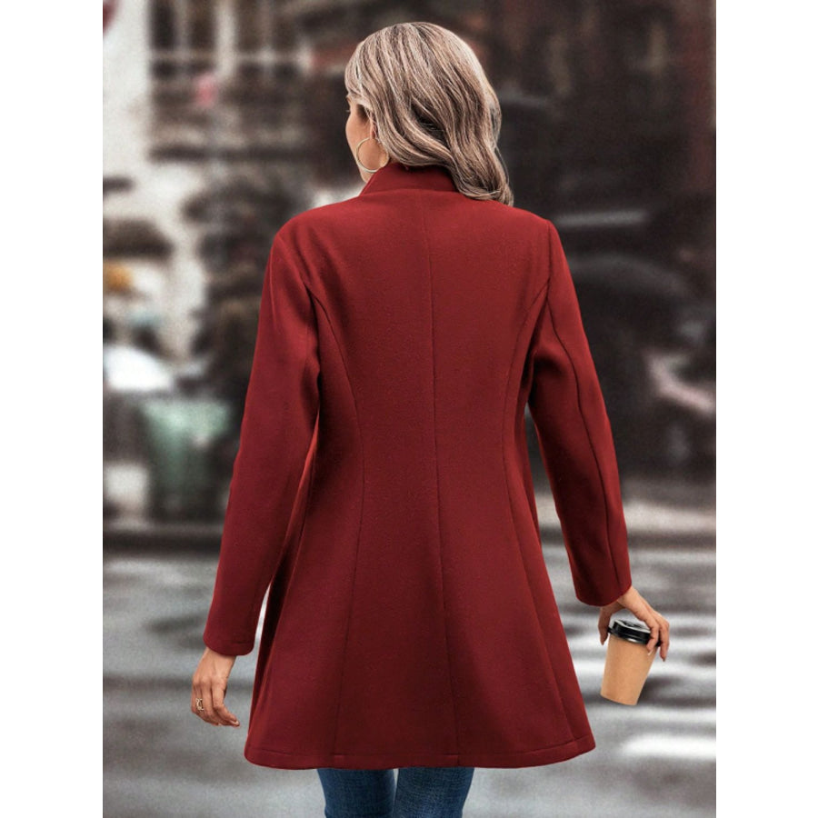 Collared Neck Button Up Long Sleeve Coat Apparel and Accessories