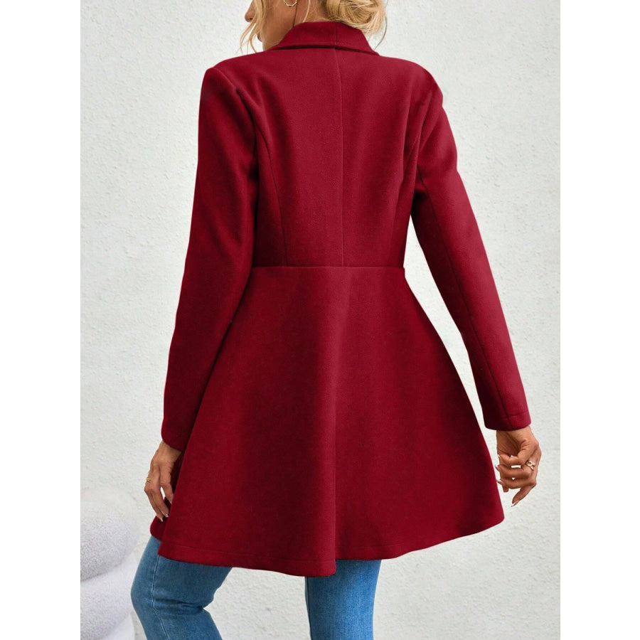 Collared Neck Button Up Long Sleeve Coat Apparel and Accessories