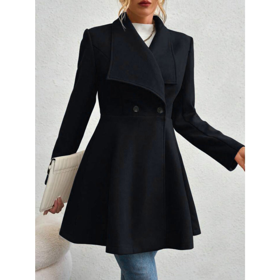 Collared Neck Button Up Long Sleeve Coat Apparel and Accessories