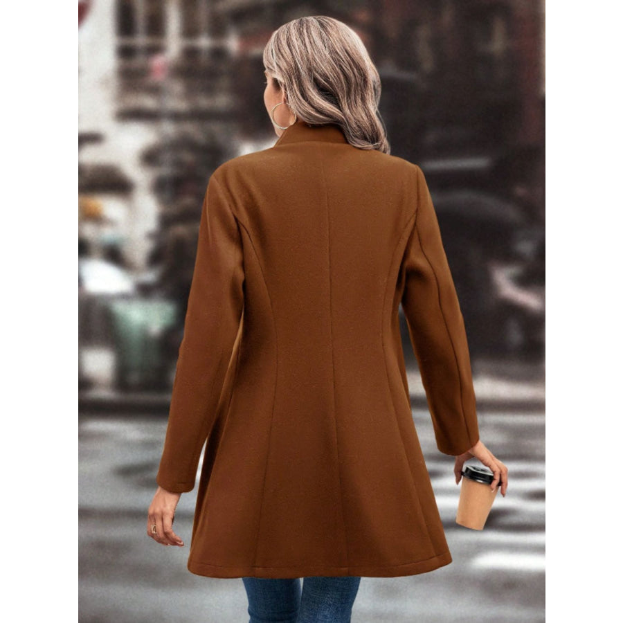 Collared Neck Button Up Long Sleeve Coat Apparel and Accessories