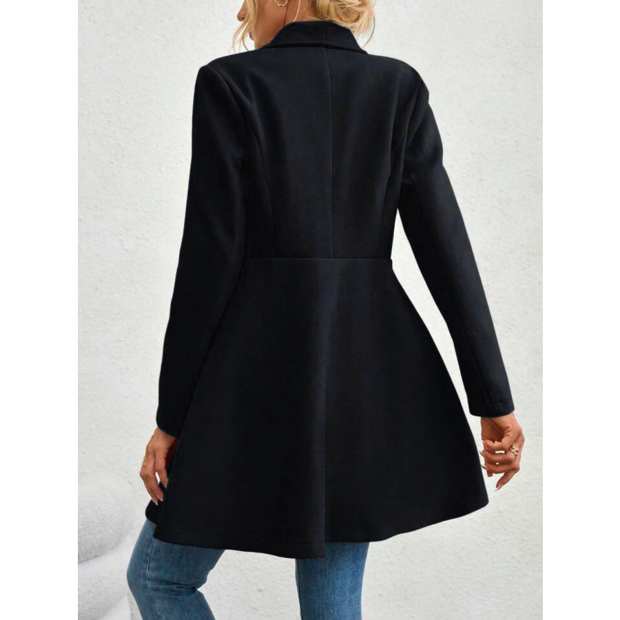 Collared Neck Button Up Long Sleeve Coat Apparel and Accessories