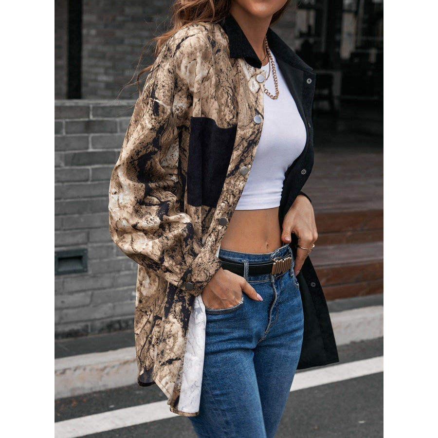 Collared Neck Contrast Color Dropped Shoulder Shirt