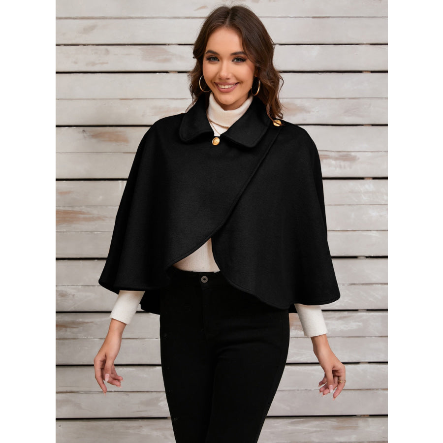 Collared Neck Cropped Cape Apparel and Accessories