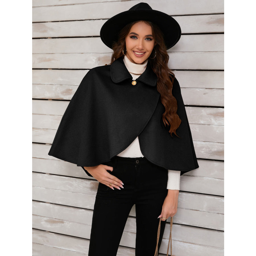 Collared Neck Cropped Cape Apparel and Accessories