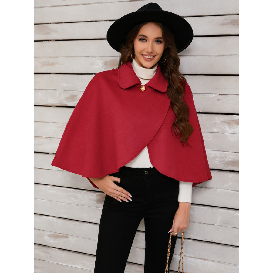 Collared Neck Cropped Cape Apparel and Accessories