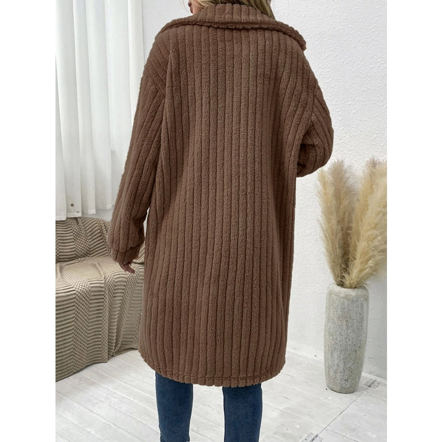 Collared Neck Drop Shoulder Coat