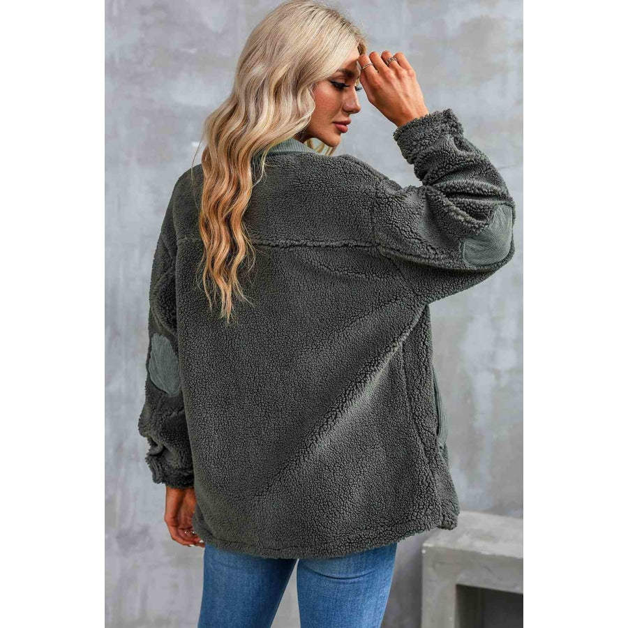 Collared Neck Drop Shoulder Jacket