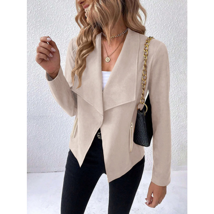 Collared Neck Long Sleeve Jacket Apparel and Accessories