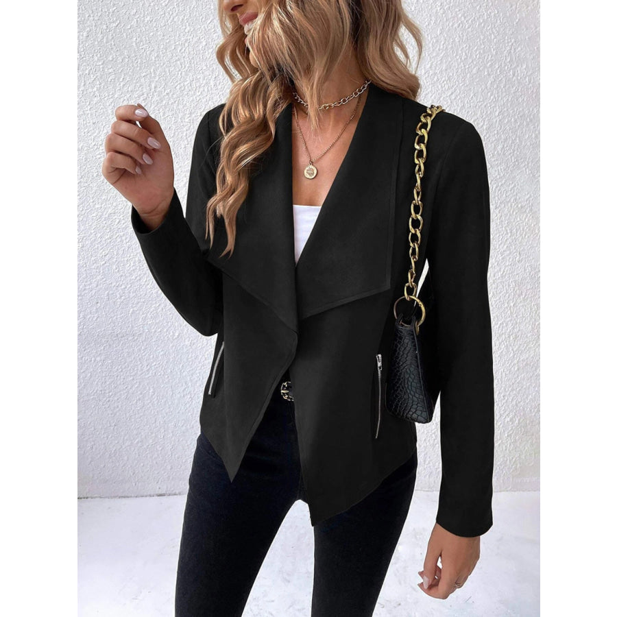 Collared Neck Long Sleeve Jacket Apparel and Accessories