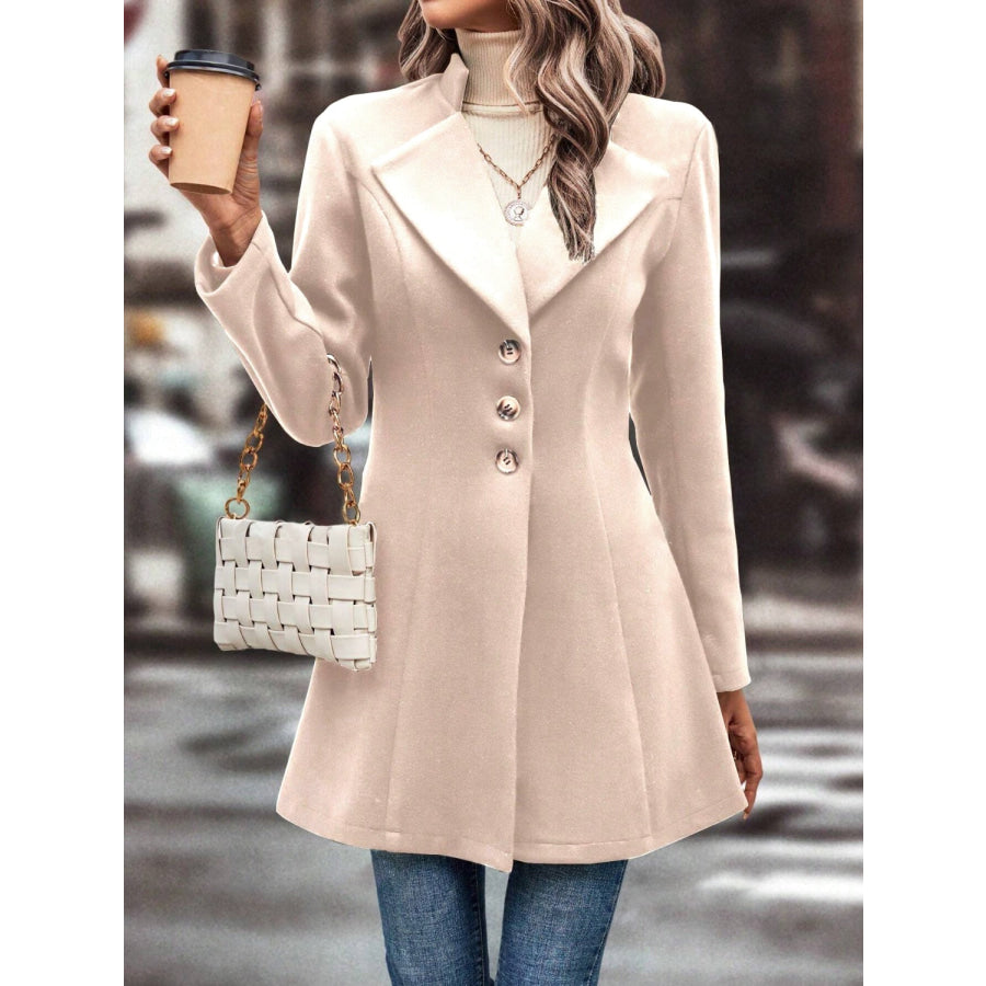 Collared Neck Long Sleeve Longline Coat Apparel and Accessories