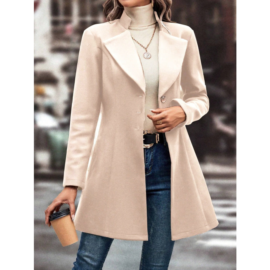 Collared Neck Long Sleeve Longline Coat Apparel and Accessories