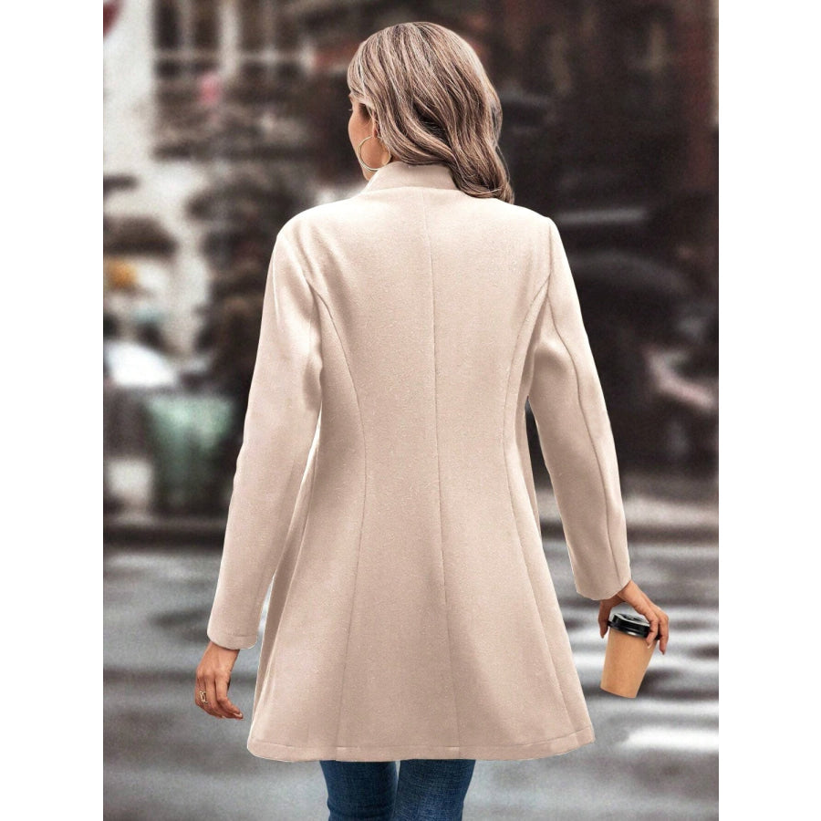 Collared Neck Long Sleeve Longline Coat Apparel and Accessories