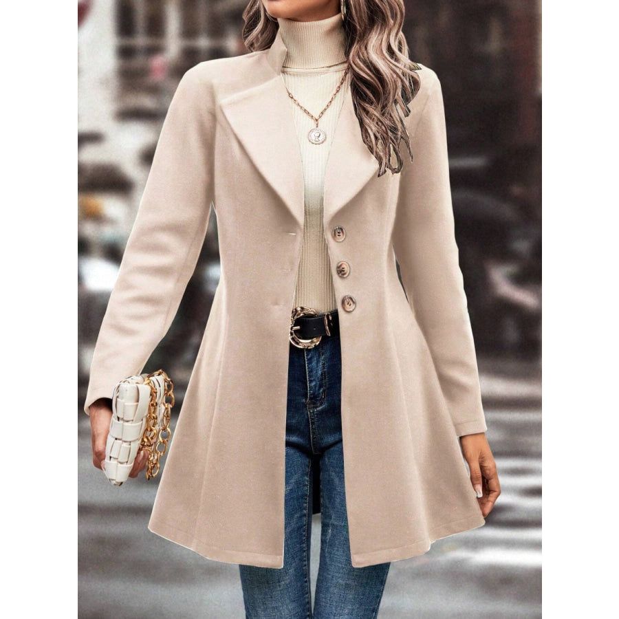 Collared Neck Long Sleeve Longline Coat Dust Storm / S Apparel and Accessories