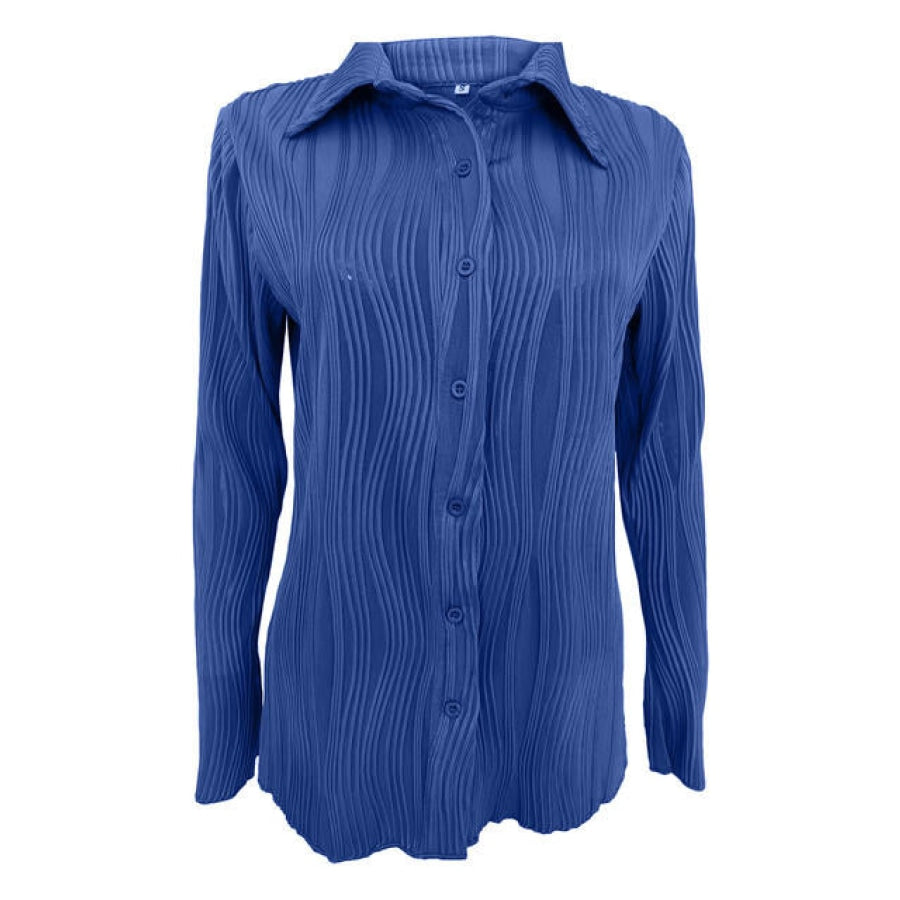 Collared Neck Long Sleeve Shirt Clothing