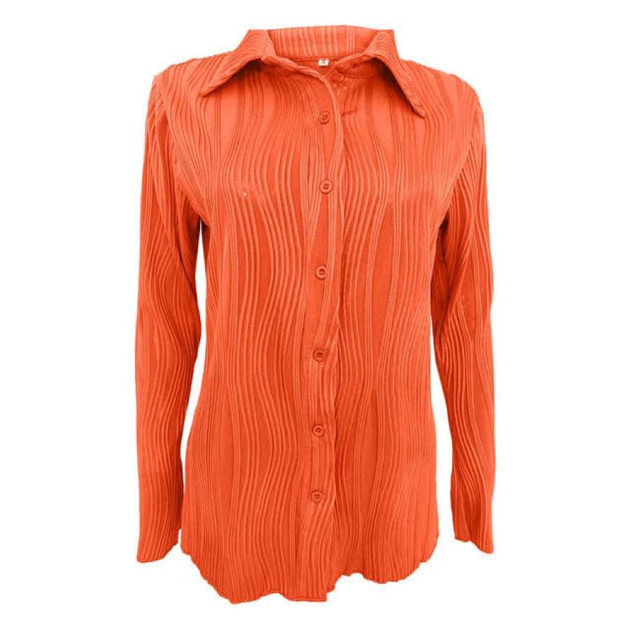 Collared Neck Long Sleeve Shirt Clothing