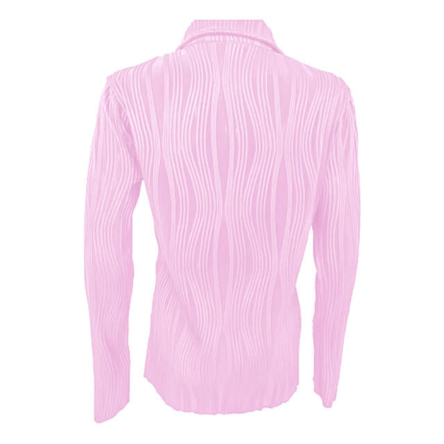 Collared Neck Long Sleeve Shirt Clothing