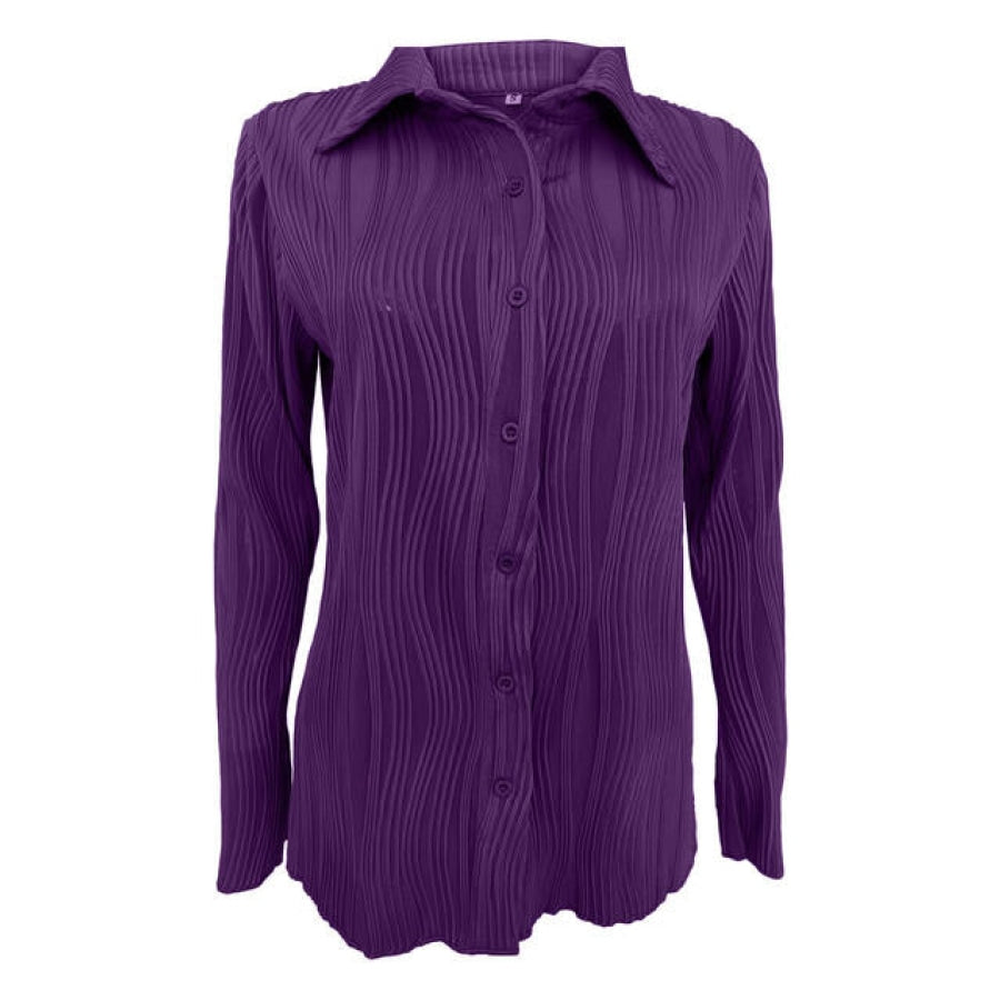 Collared Neck Long Sleeve Shirt Clothing