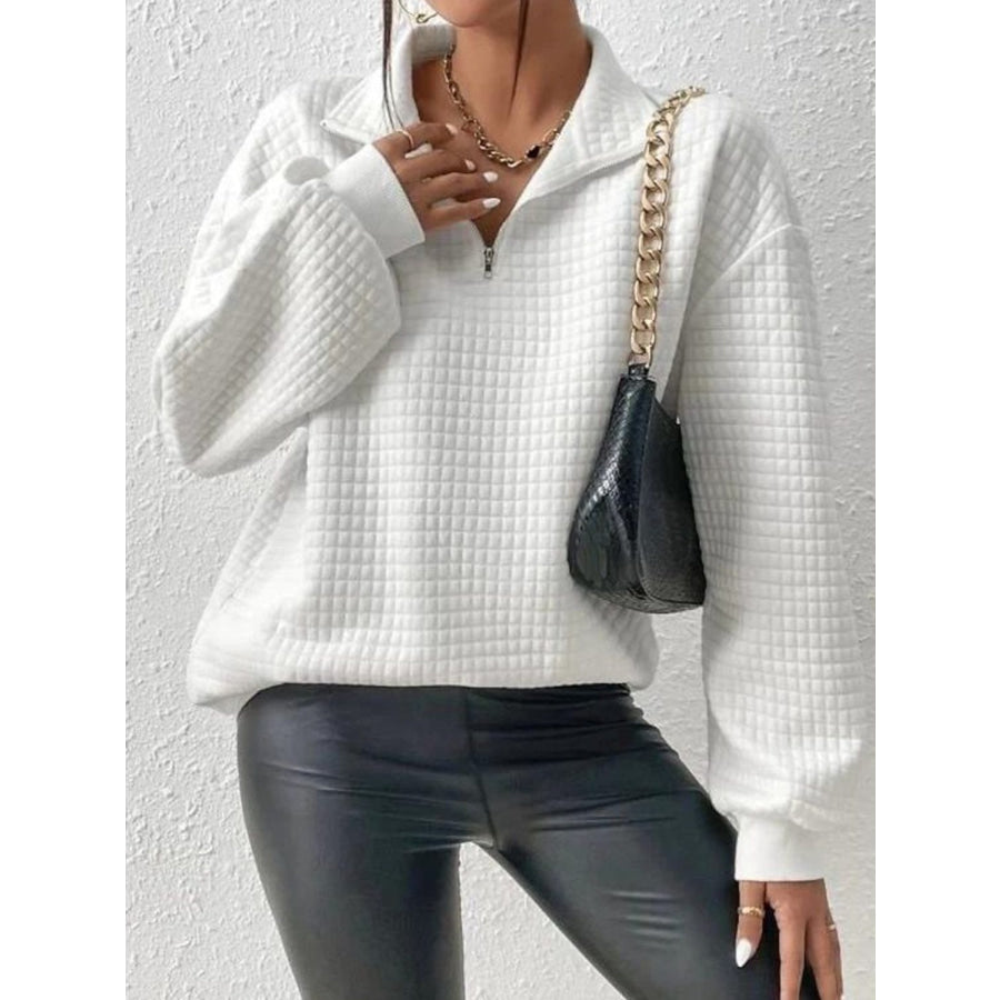 Collared Neck Long Sleeve Sweatshirt Apparel and Accessories