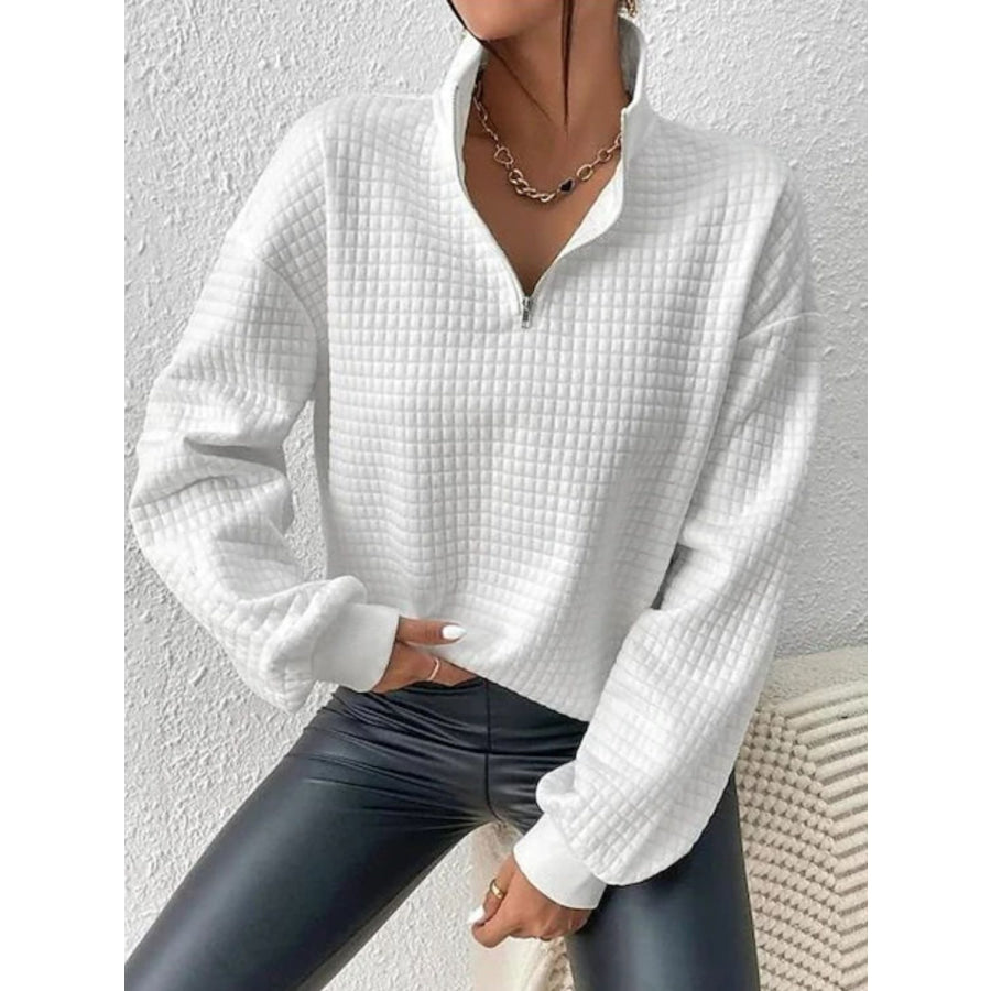 Collared Neck Long Sleeve Sweatshirt Apparel and Accessories