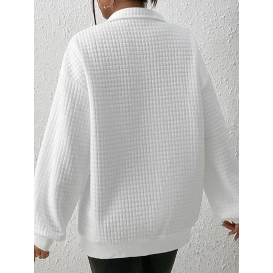 Collared Neck Long Sleeve Sweatshirt Apparel and Accessories