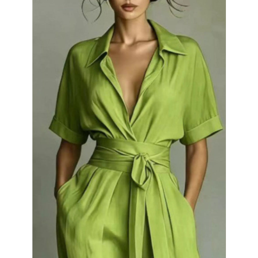 Collared Neck Maxi Shirt Dress Apparel and Accessories