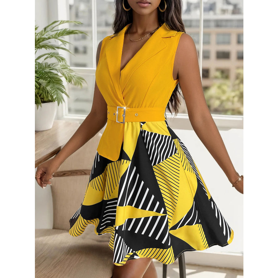 Collared Neck Sleeveless Mini Dress Apparel and Accessories