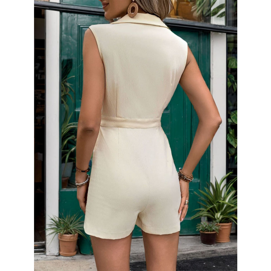 Collared Neck Sleeveless Romper Apparel and Accessories