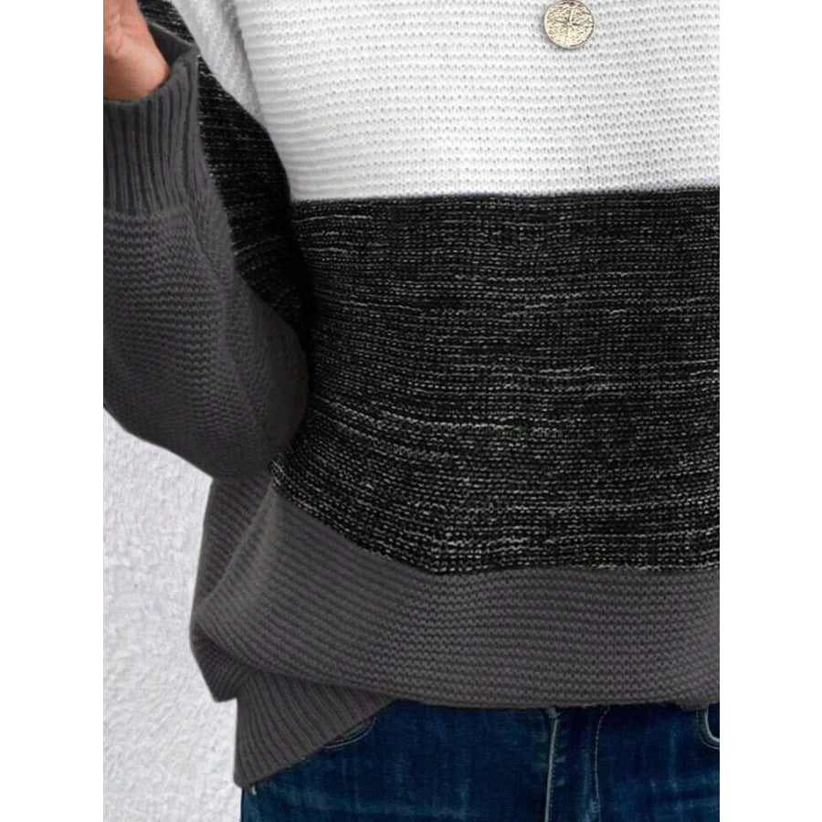 Color Block Boat Neck Sweater Apparel and Accessories