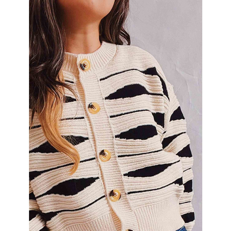 Color Block Button Front Cardigan