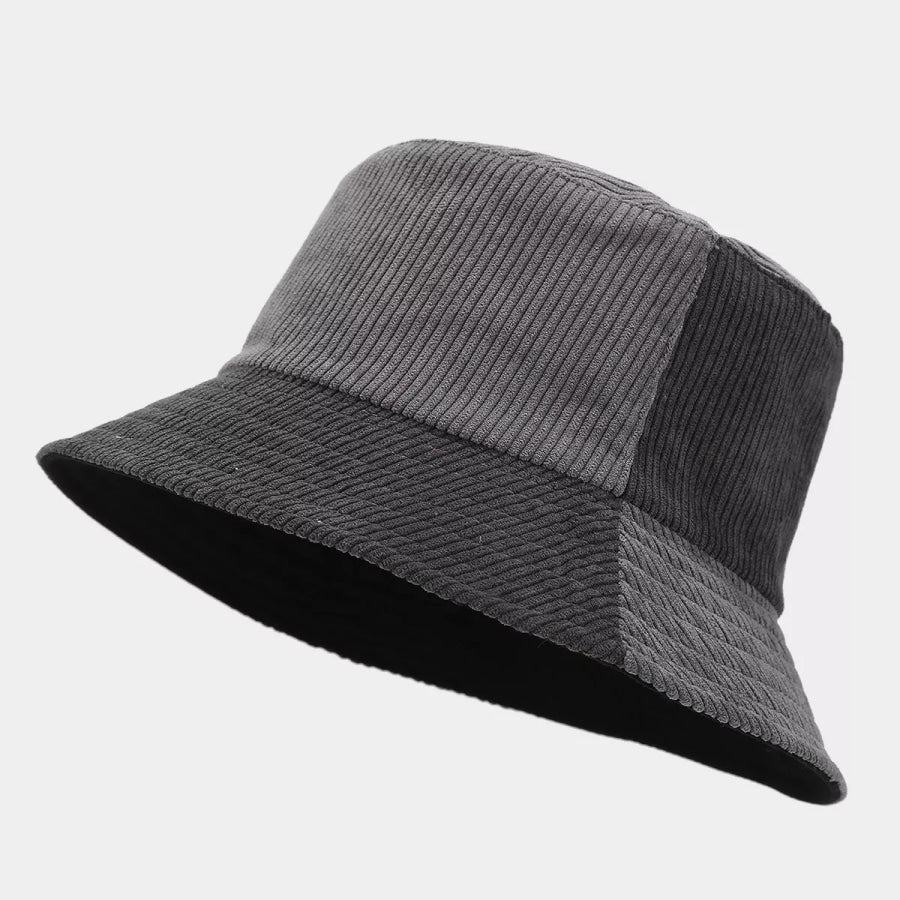 Color-Block Corduroy Bucket Hat Dark Gray / One Size Apparel and Accessories