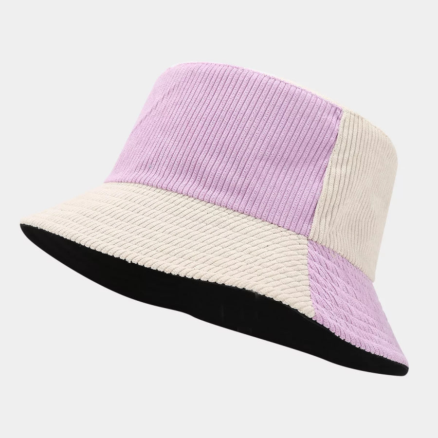 Color-Block Corduroy Bucket Hat Pink Purple / One Size Apparel and Accessories