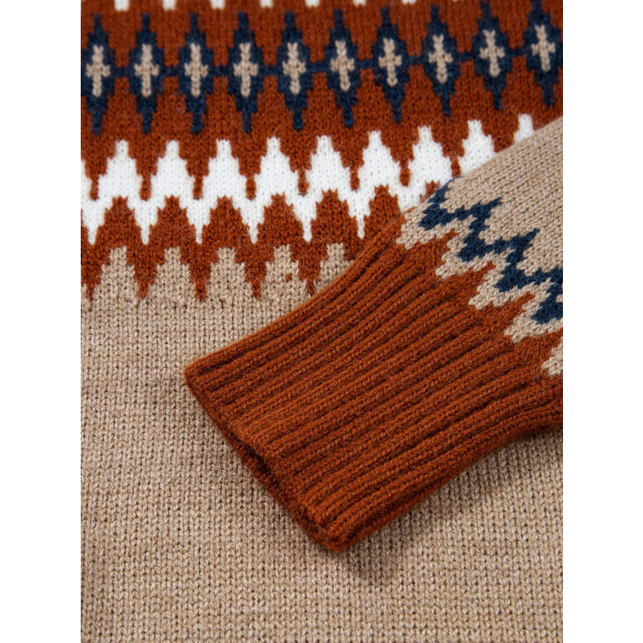 Color Block Crew Neck Sweater Apparel and Accessories