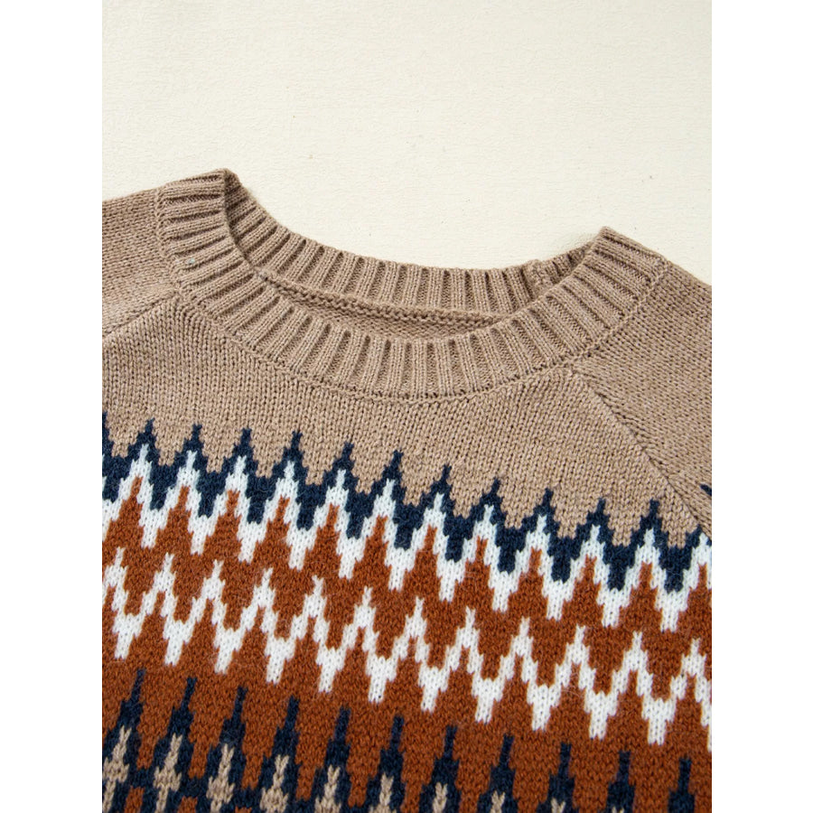 Color Block Crew Neck Sweater Apparel and Accessories