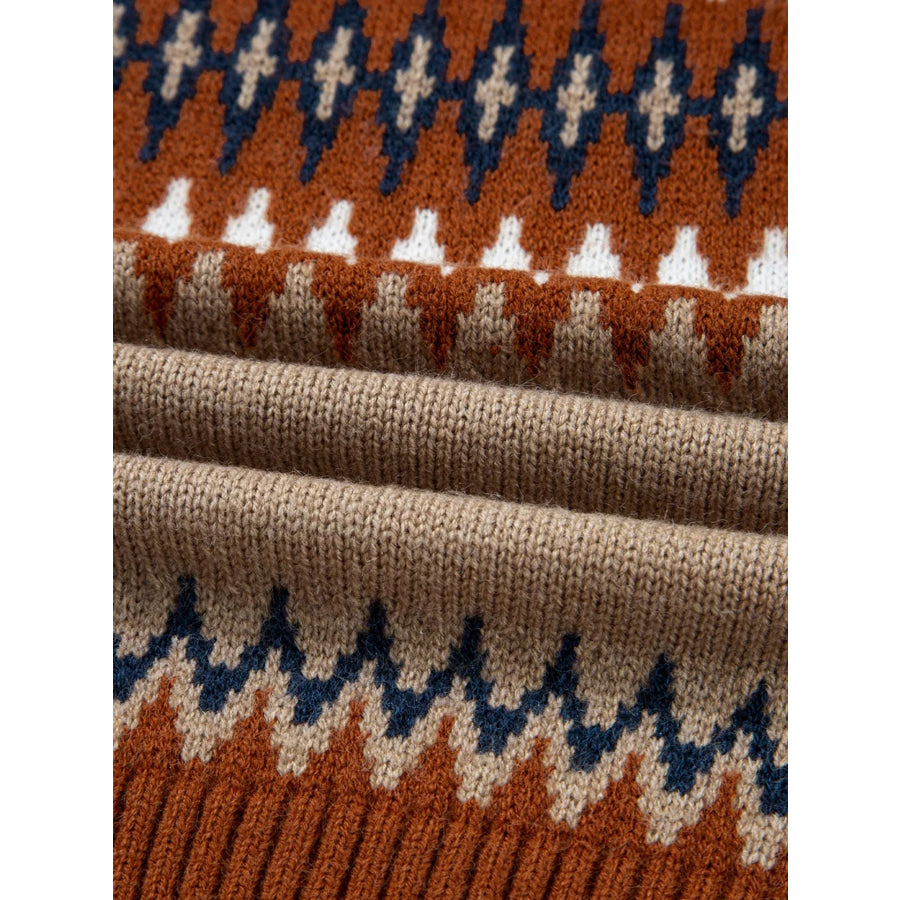 Color Block Crew Neck Sweater Apparel and Accessories