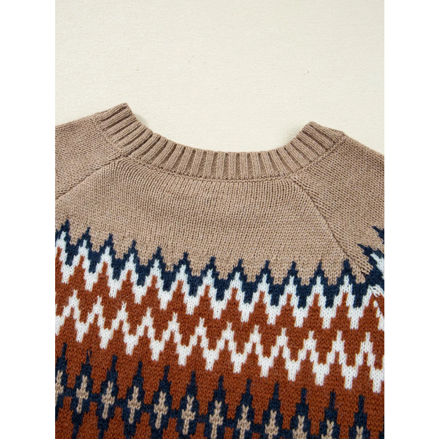 Color Block Crew Neck Sweater Apparel and Accessories