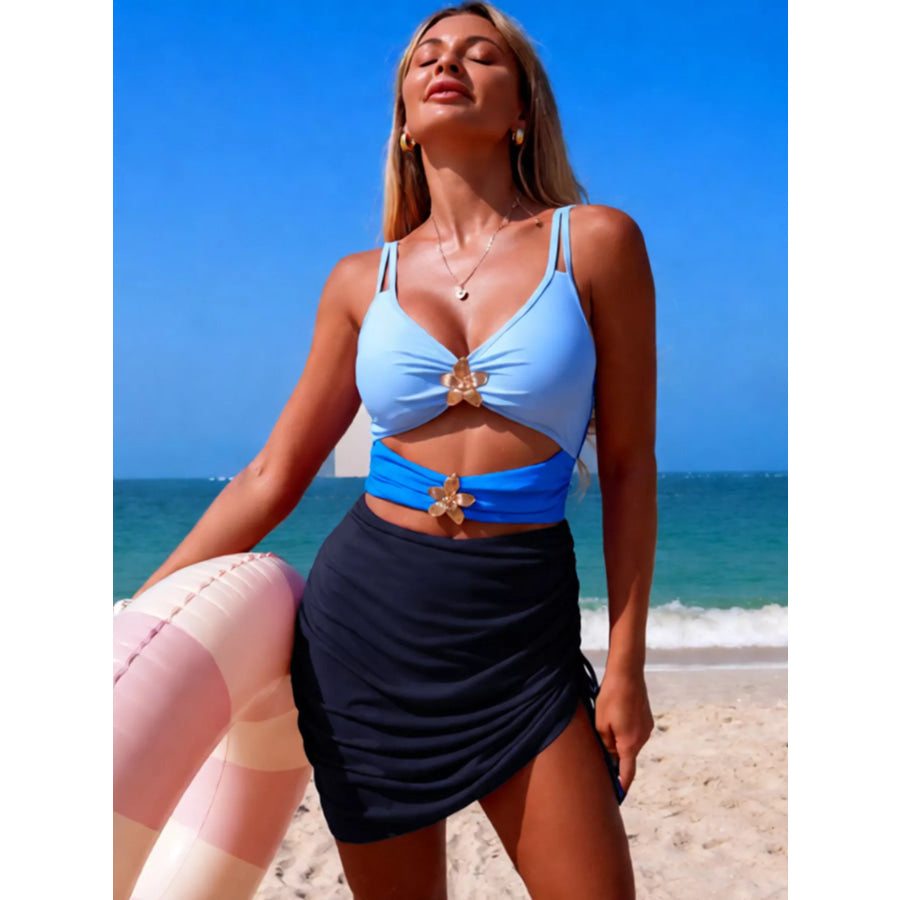 Color Block Cutout One-Piece Swimsuit Apparel and Accessories