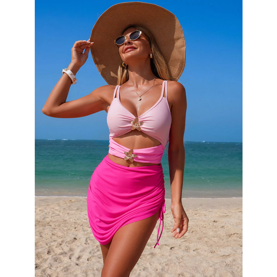 Color Block Cutout One-Piece Swimsuit Apparel and Accessories