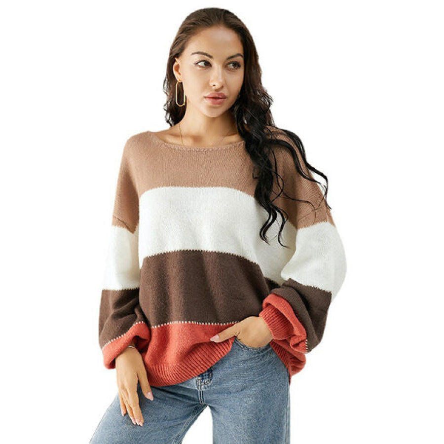 Color Block Dropped Shoulder Sweater Apparel and Accessories