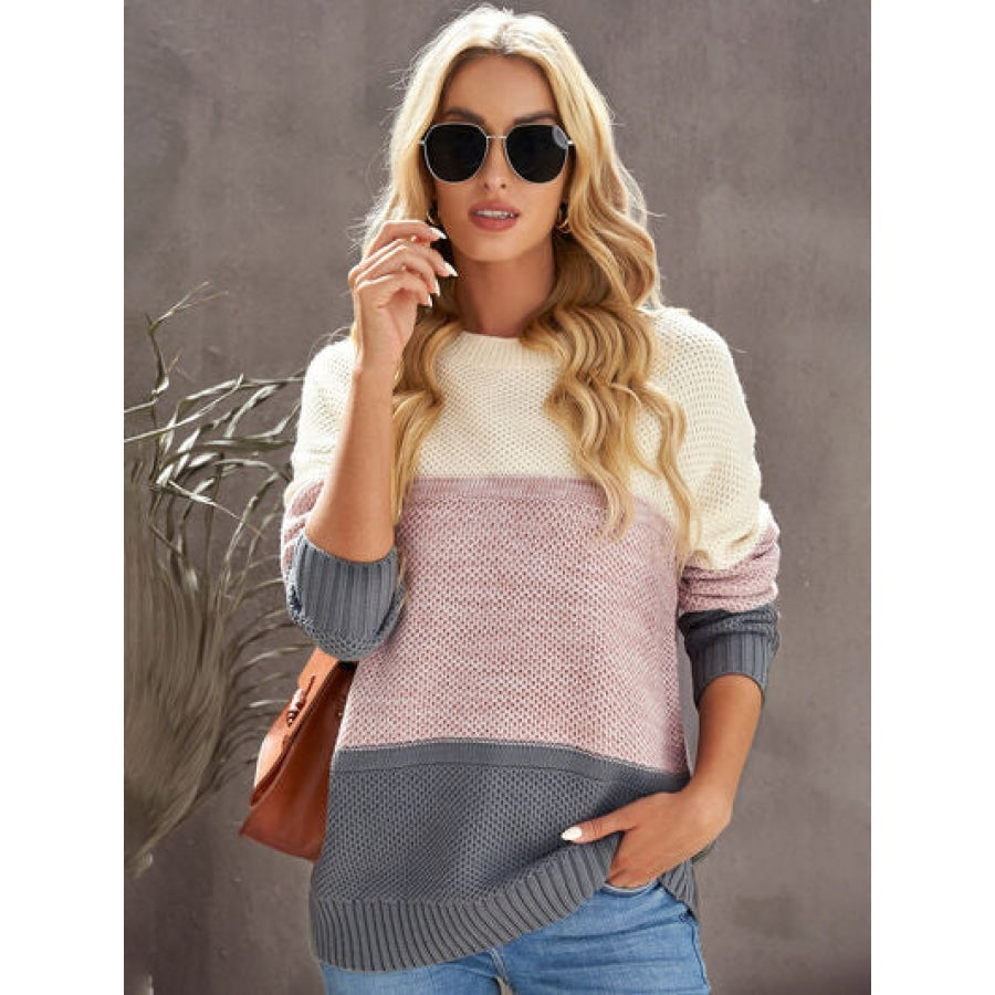 Color Block Dropped Shoulder Sweater Clothing