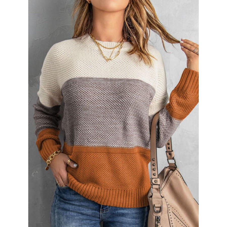 Color Block Dropped Shoulder Sweater Clothing