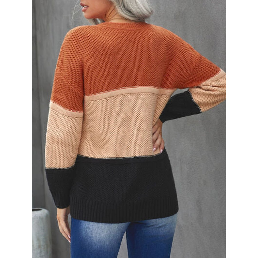 Color Block Dropped Shoulder Sweater Clothing